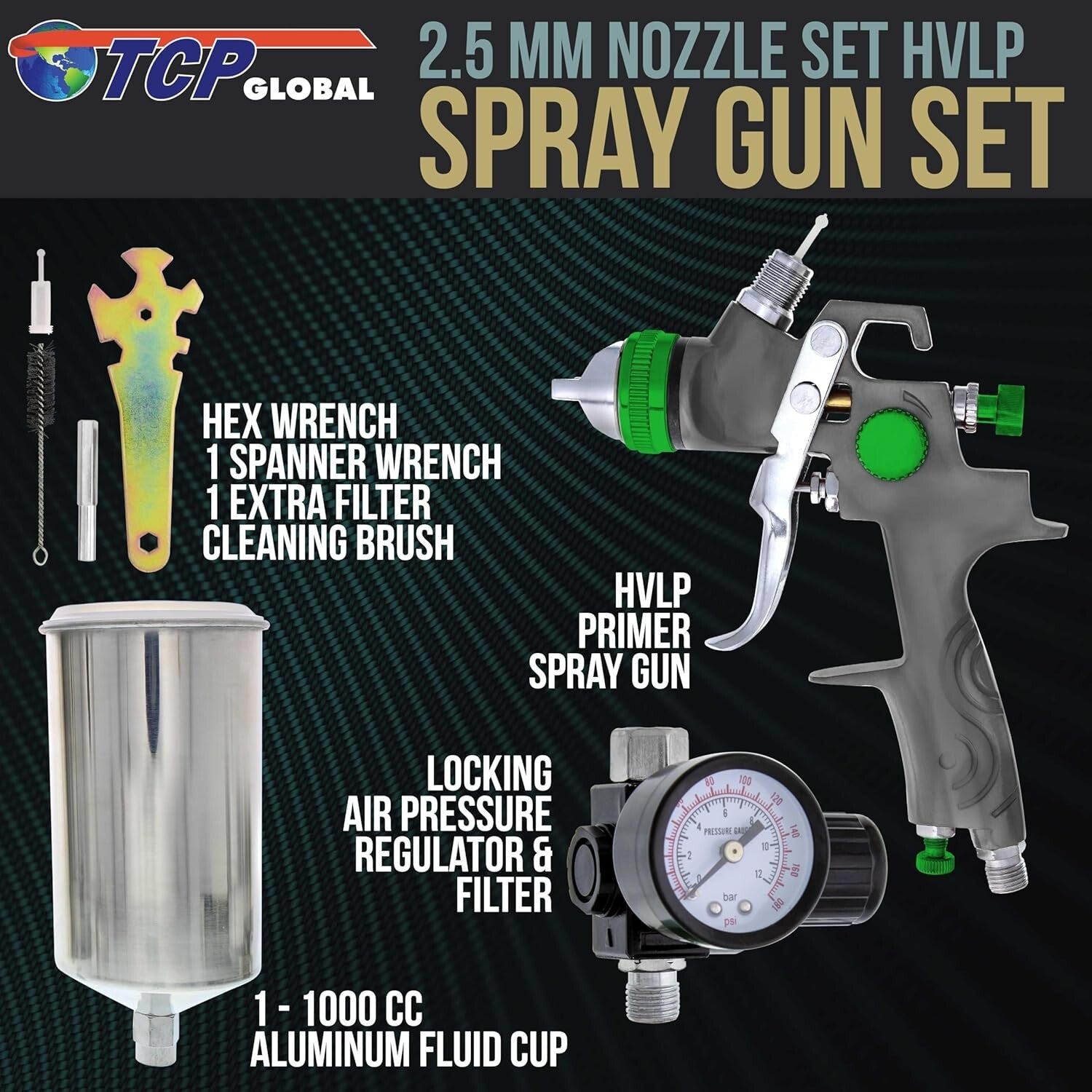 All-in-One HVLP Spray Gun Kit with Air Regulator and Maintenance Accessories