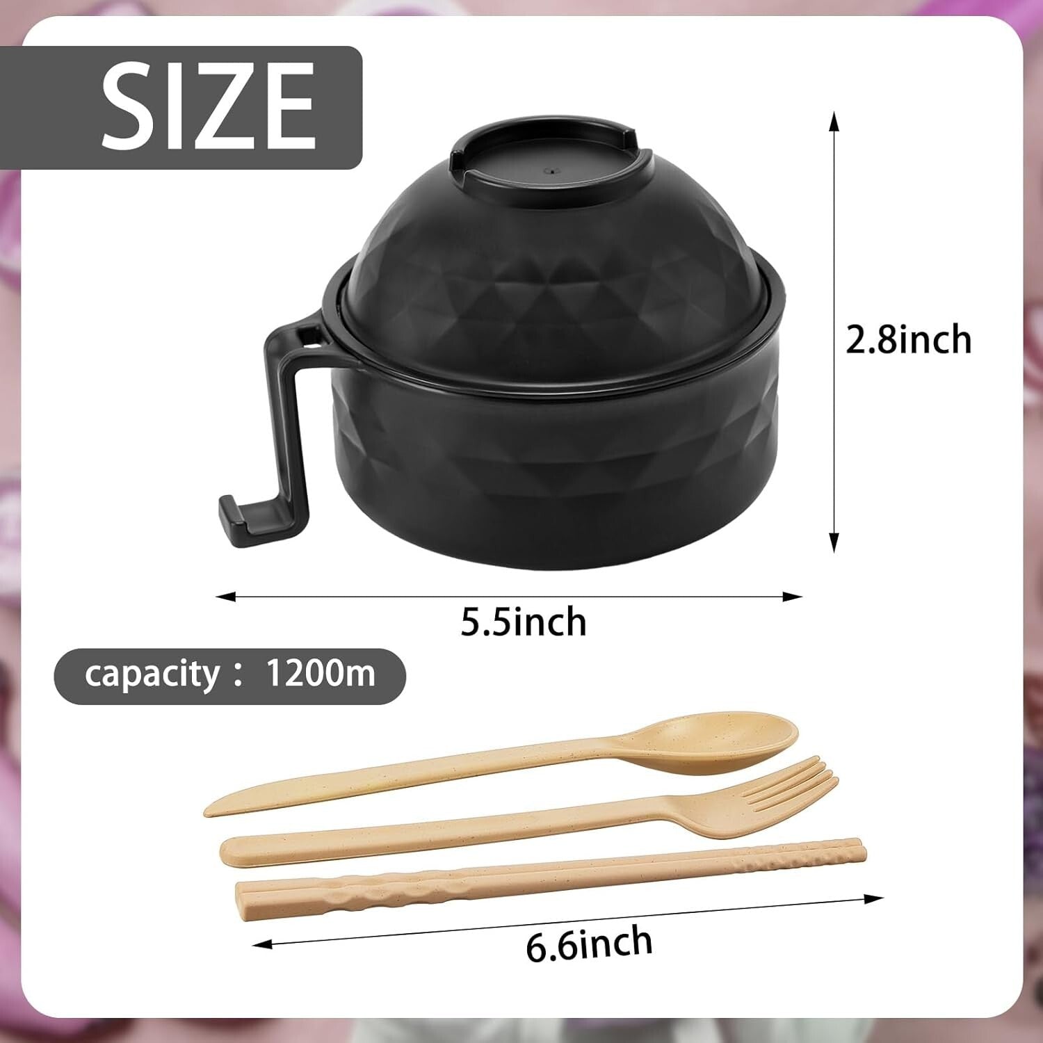 Chic 8-Piece Instant Noodle Bowl Set - Microwave-Friendly & Easy to Clean