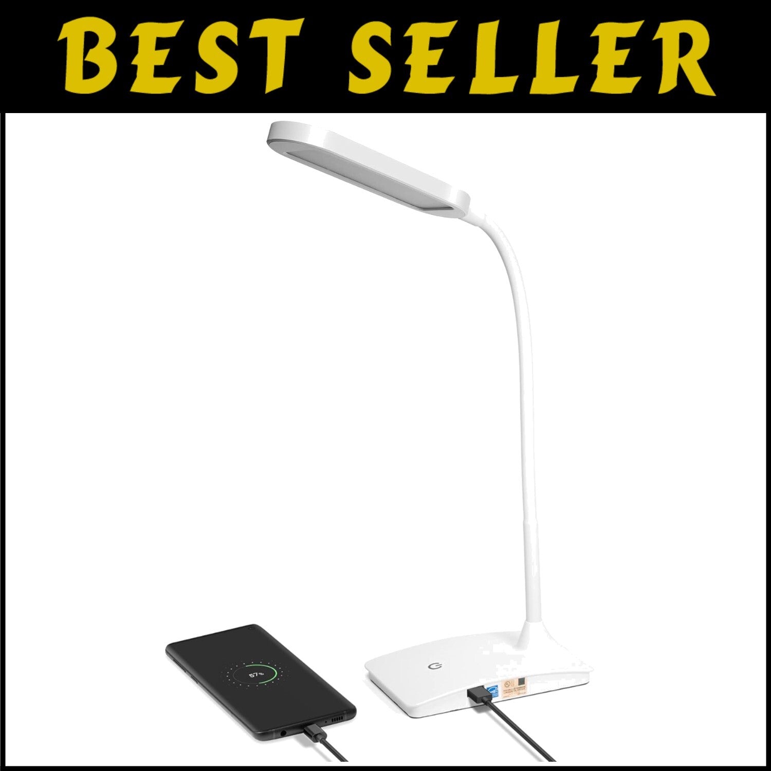 Elegant 500 Lumens Touch-Dimmer Desk Lamp - USB Charging for Home Office