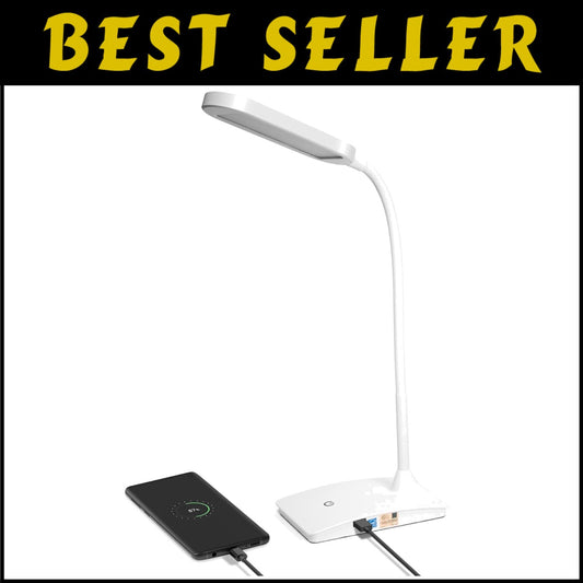 Elegant 500 Lumens Touch-Dimmer Desk Lamp - USB Charging for Home Office