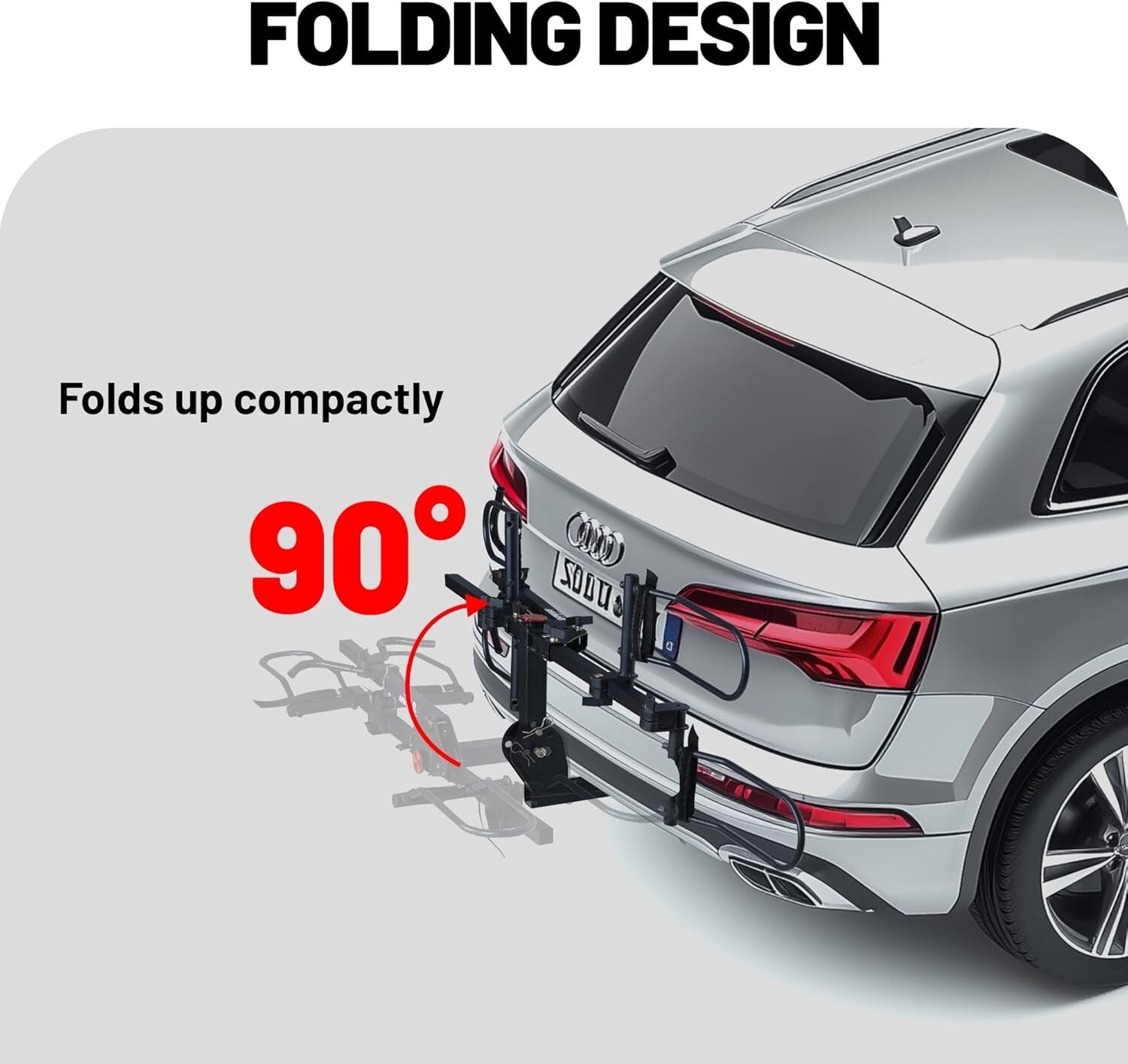 Sturdy Hitch-Mount Bike Rack for 2 Bikes - Foldable & Reflective Safety Design