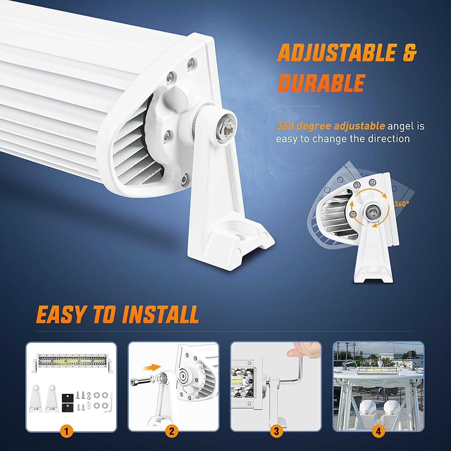 Durable Waterproof 22-Inch LED Navigation Light Bar for Yachts and Pontoon Boats