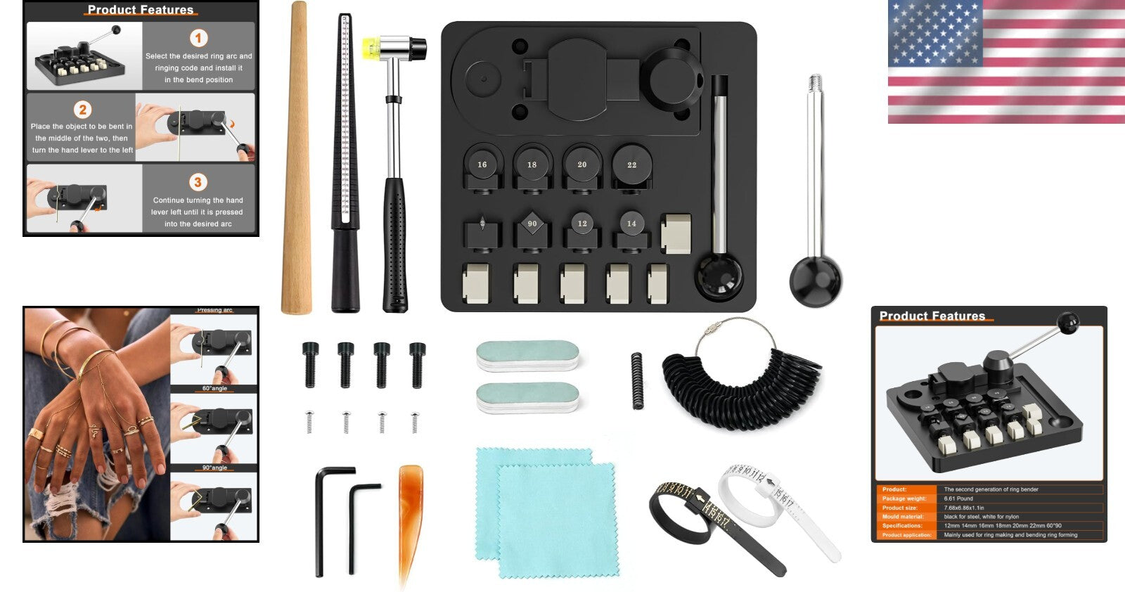 Durable Solid Steel Ring Bending Set with Nylon and Iron Dies for Custom Crafts