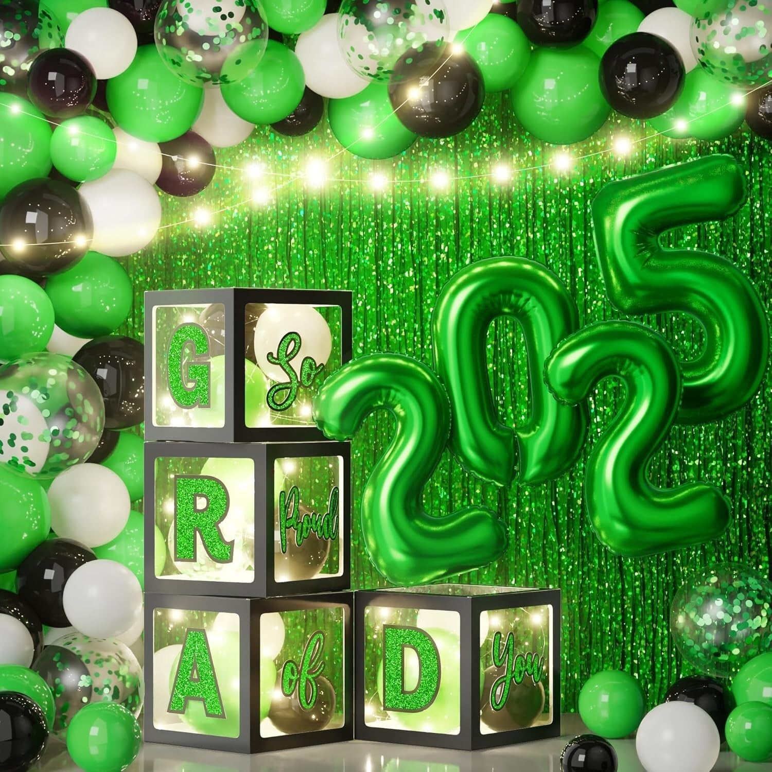 2025 Graduation Celebration Set - 86 PCS with Stylish LED Lights & Balloons