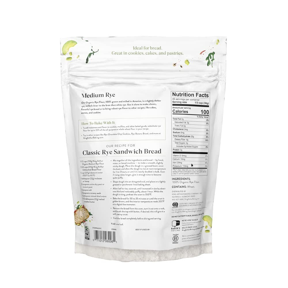 Versatile Organic Rye Flour - Baking Essentials for Gourmet Treats, 3 lbs Each