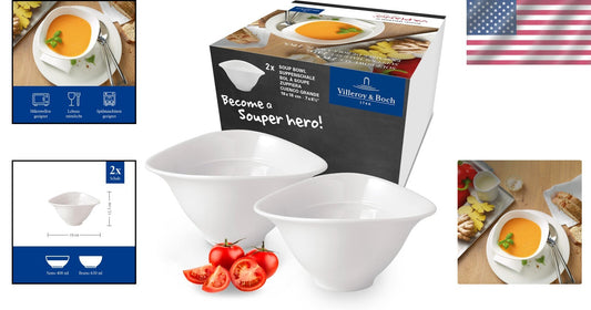 Versatile 2-Piece Soup Bowl Set - Premium Porcelain for Modern Dining Spaces