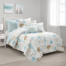 Load image into Gallery viewer, Harbor Life 5-Piece Reversible Coastal Quilt Set - Twin/Twin XL - Beach Theme