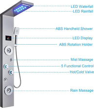 Load image into Gallery viewer, Brushed Nickel Shower Panel with LED Rainfall Design - Multi-Function &amp; Elegant