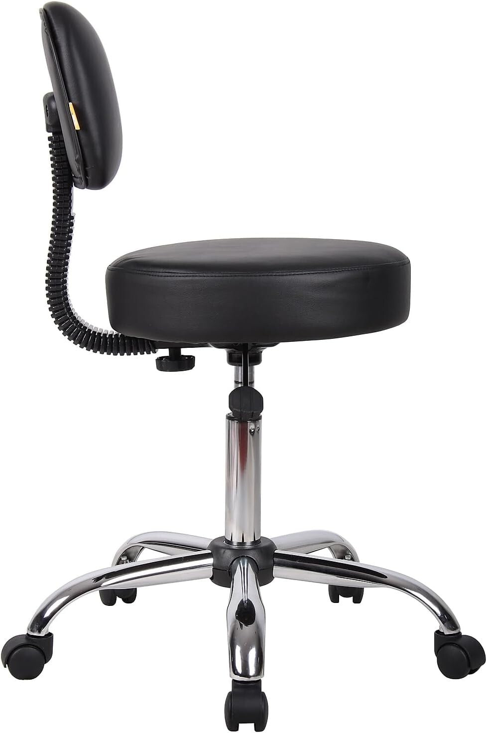 Ergonomic Black Vinyl Medical Spa Stool with Back Cushion & Adjustable Height