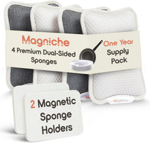 Load image into Gallery viewer, 3-in-1 Magnetic Sponge Holder &amp; Dual-Sided Dish Sponges - Kitchen Cleaner Set