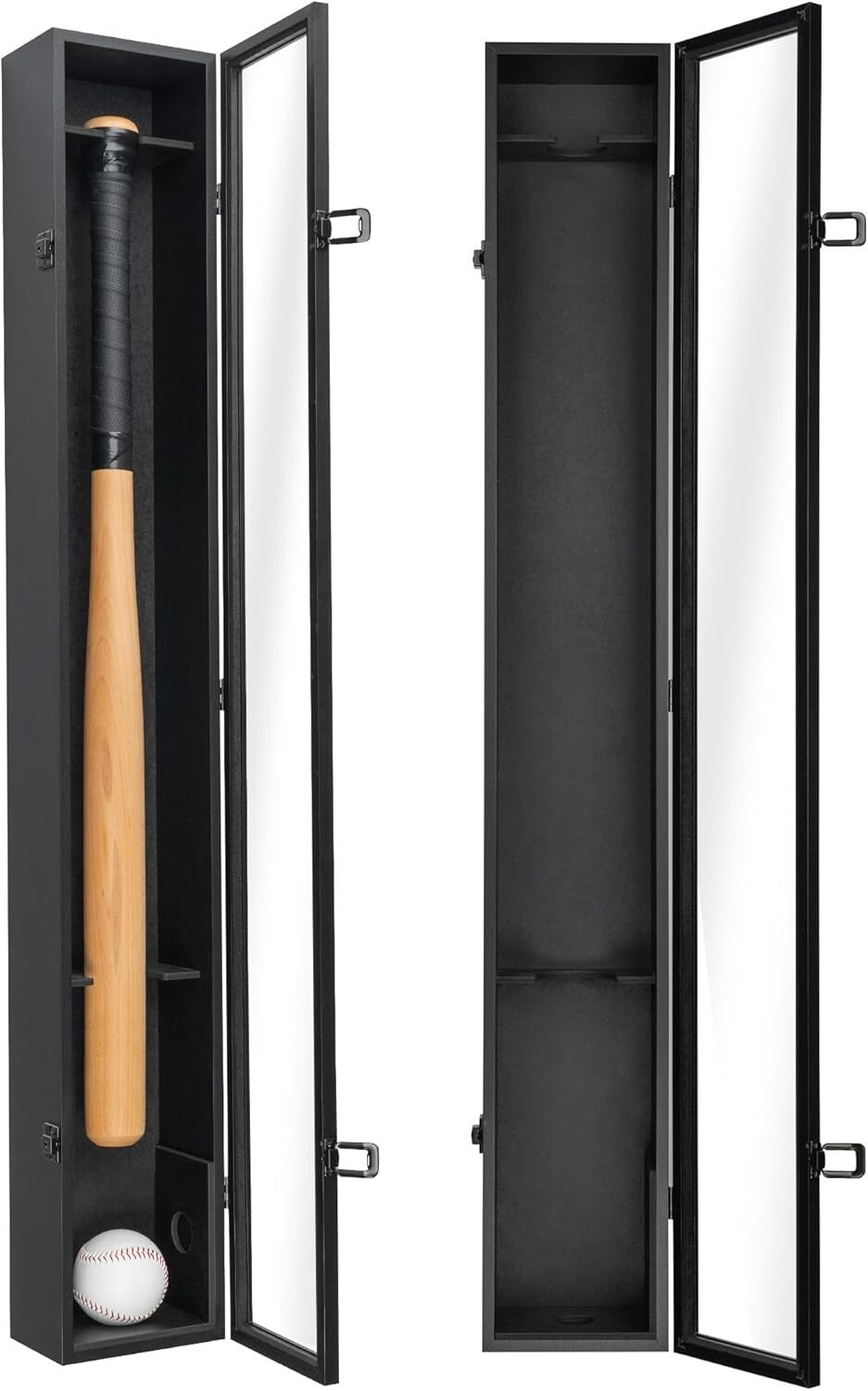 Durable Black Baseball Bat and Ball Display Case - 37.8x4.3 Inches Wall Frame