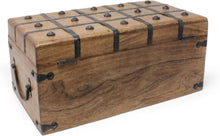 Load image into Gallery viewer, Large Handcrafted Storage Chest with Vintage Iron Lock - 14.5x8x6.75 Inches