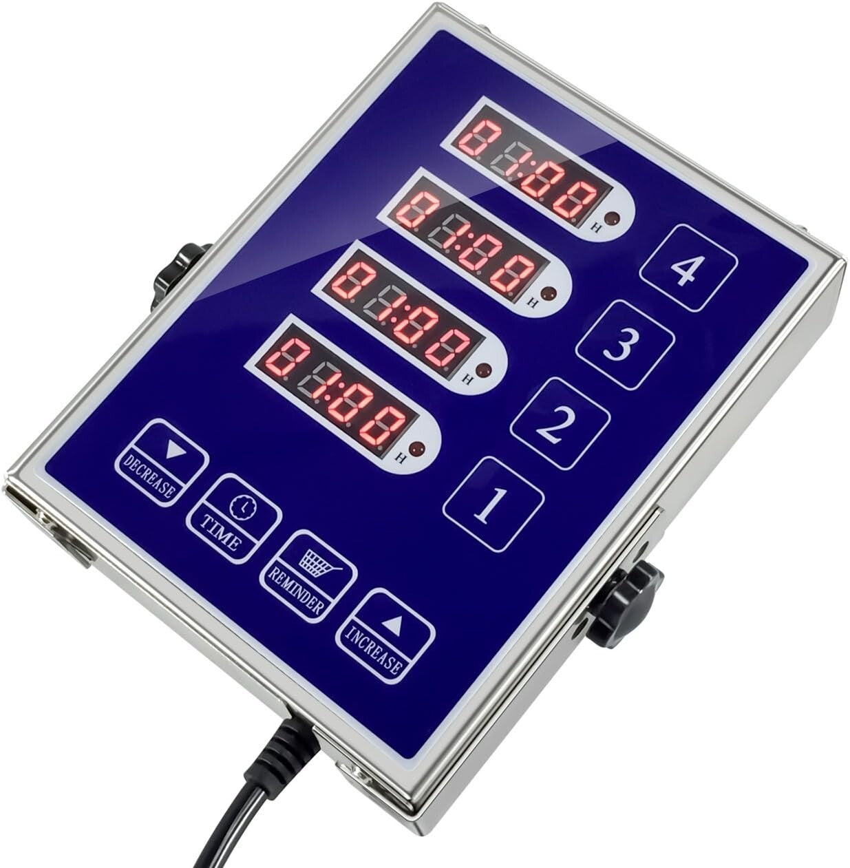 LED Cooking Timer with 4 Channels, Loud Alarm & Durable Stainless Steel Design