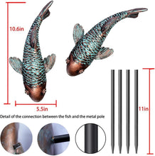 Load image into Gallery viewer, Unique Antique Koi Fish Garden Statues with 2 Iron Poles - Indoor &amp; Outdoor