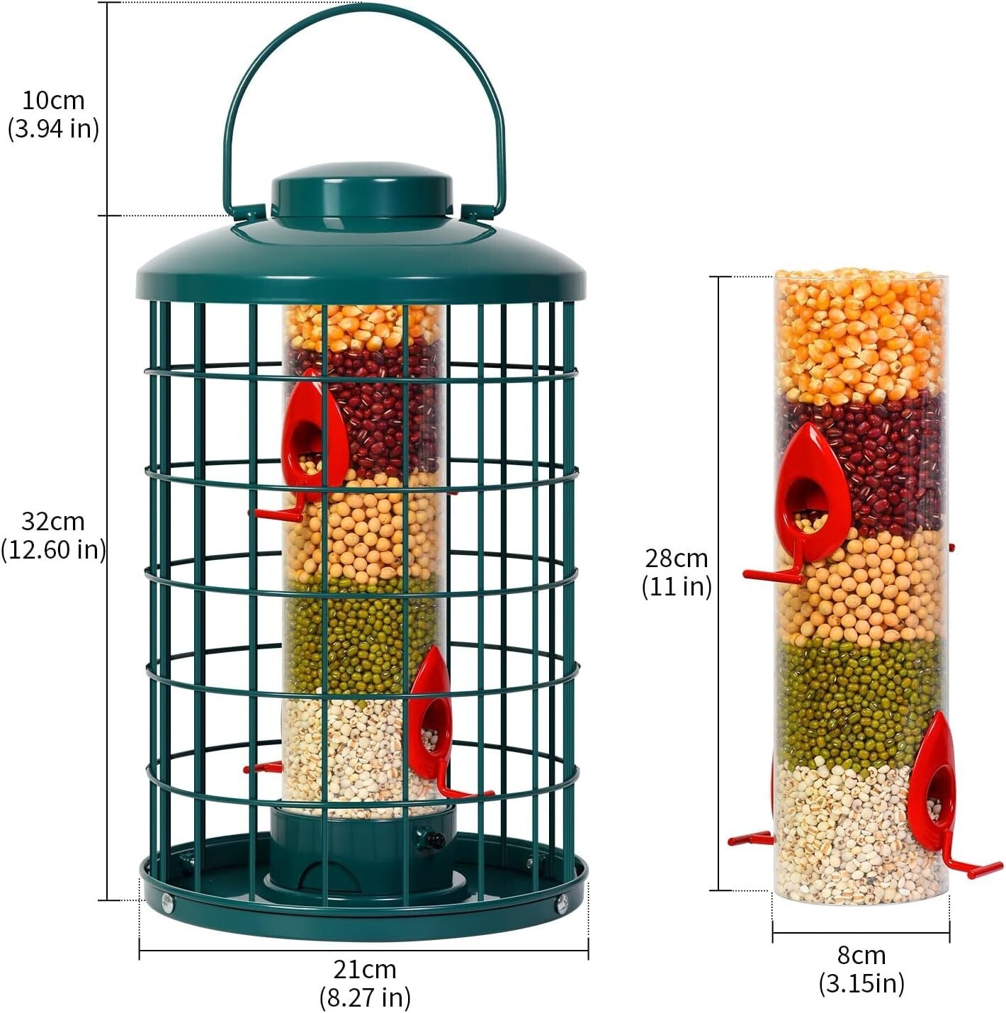 Large Capacity Squirrel-Proof Bird Feeder with Detachable Assembly & Dome Lid