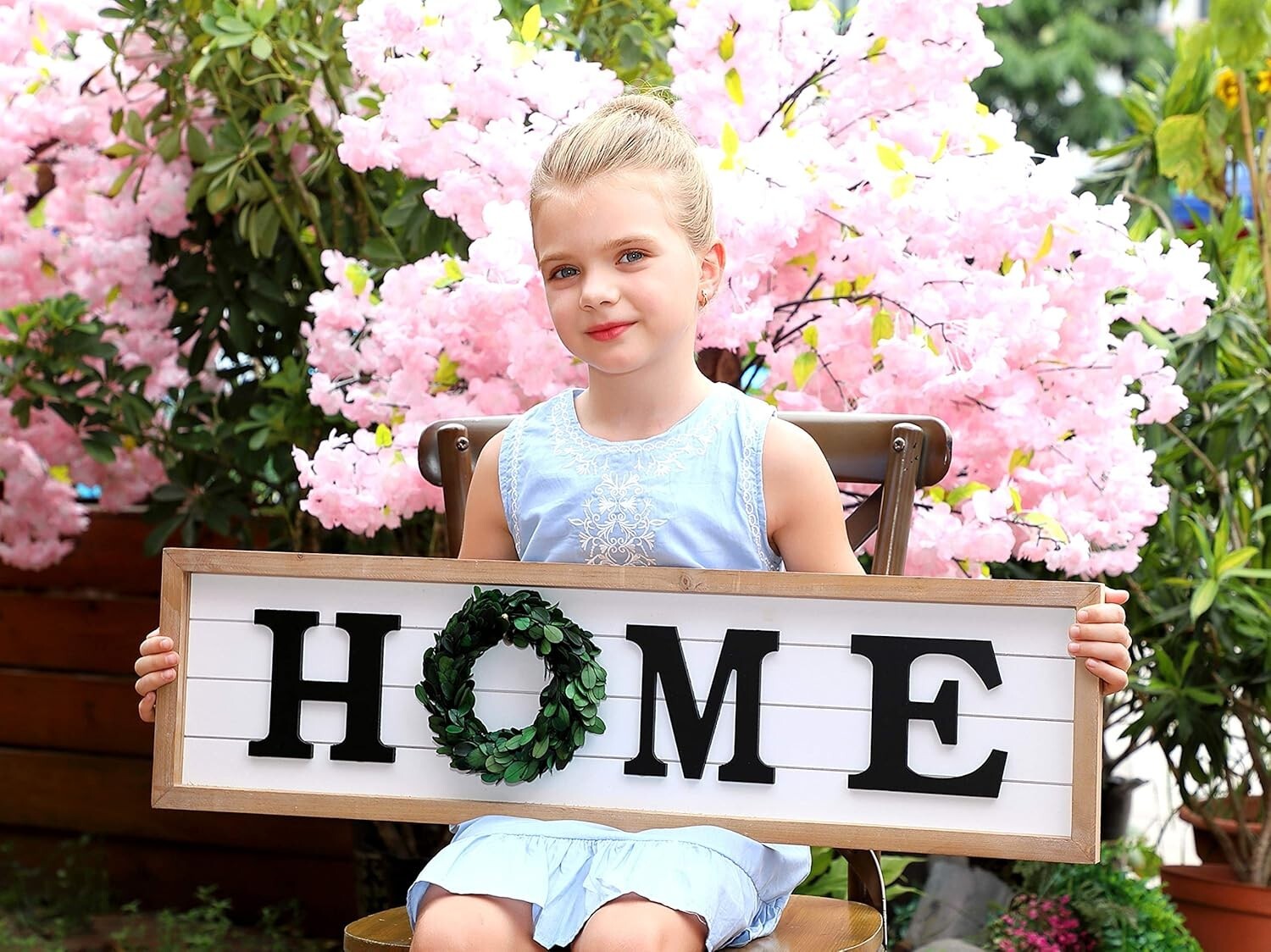 Elegant Rustic Wood Wall Sign with Real Boxwood Wreath - Gift-Ready Home Accent