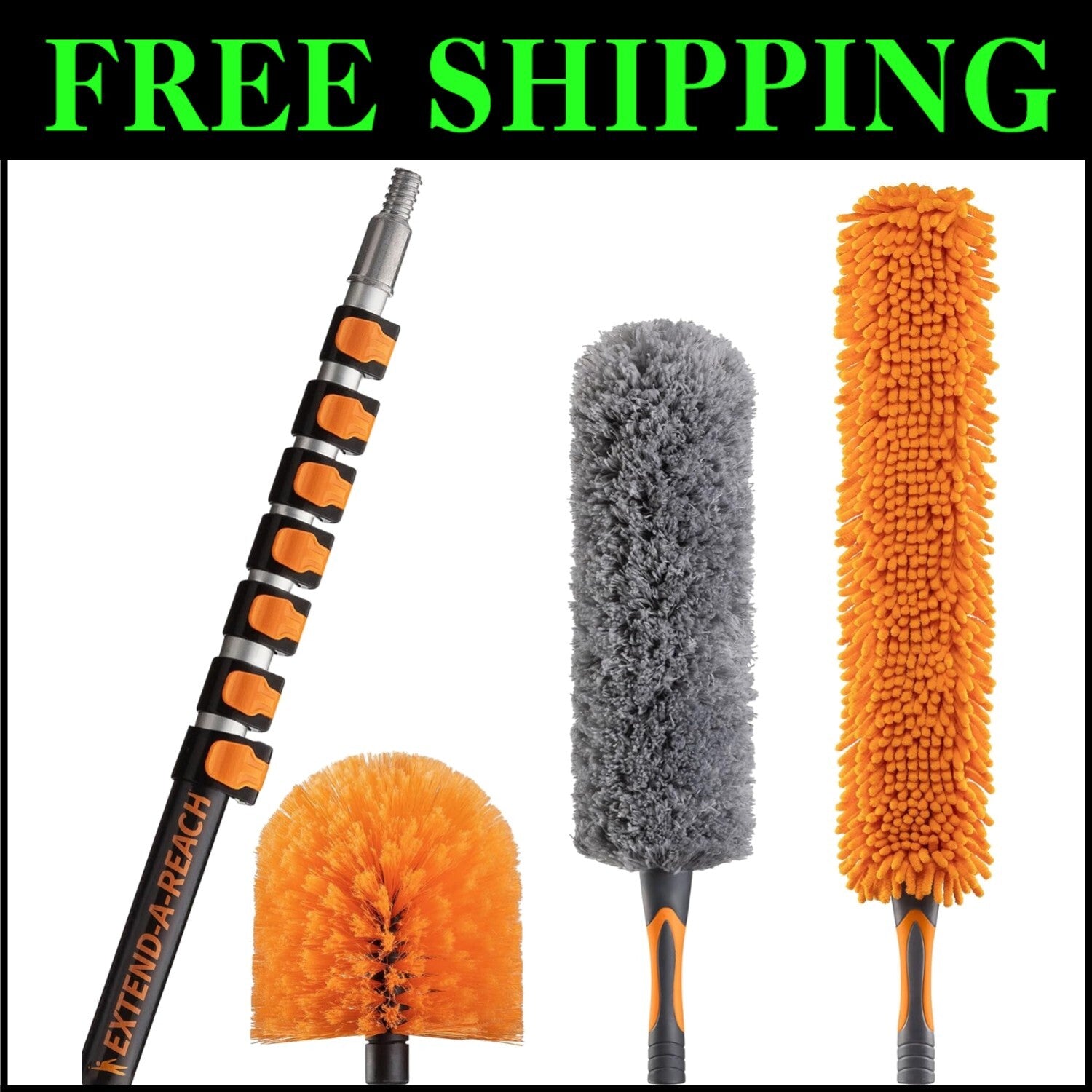 Versatile 36ft High Reach Cleaning Kit - Cobweb & Ceiling Fan Duster Included