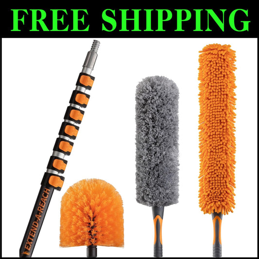 Versatile 36ft High Reach Cleaning Kit - Cobweb & Ceiling Fan Duster Included