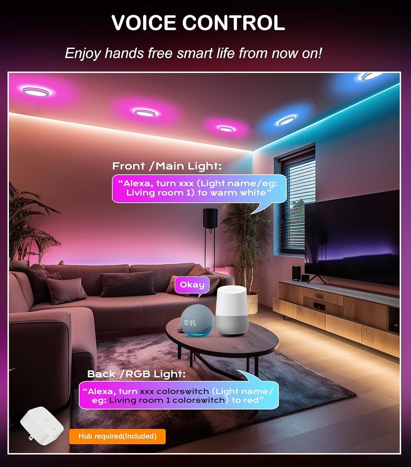 Ultra-Thin 4-Inch Color Changing LED Recessed Lights with App & Voice Control