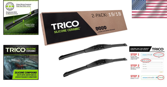 19" + 18" Silicone Automotive Wiper Blades with Ceramic Coating – All-Weather
