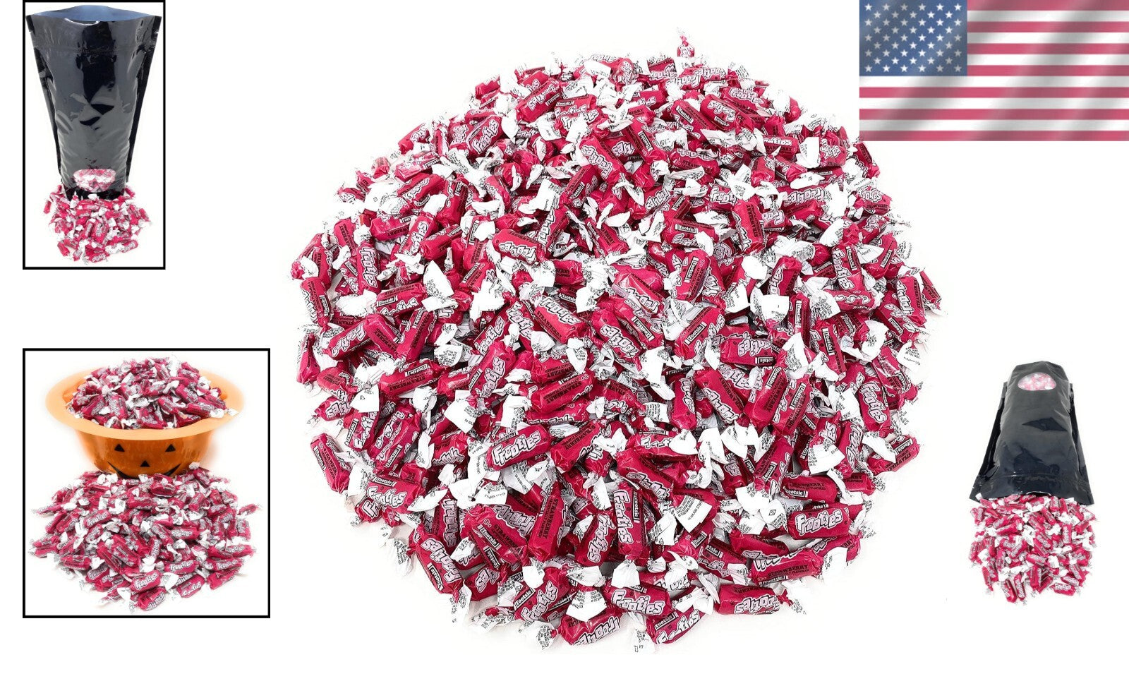 Individually Wrapped 5 Lb Frooties Strawberry Candy - Kosher & Allergy-Friendly