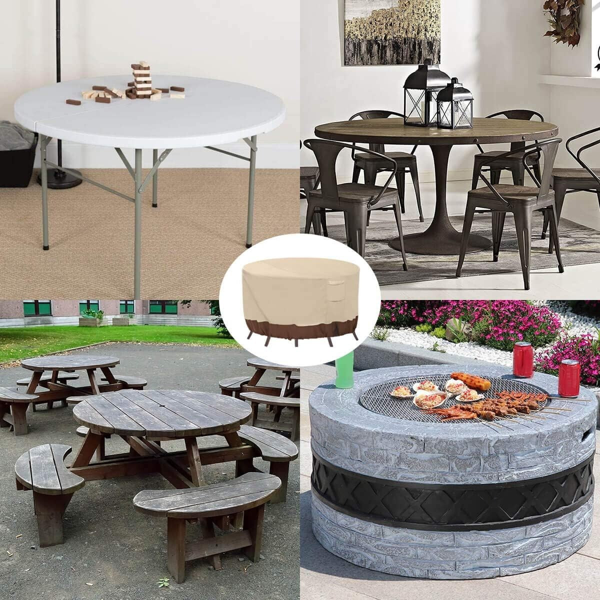 Durable and Stylish Round Patio Covers - Waterproof & UV Resistant, Fits 84" DIA