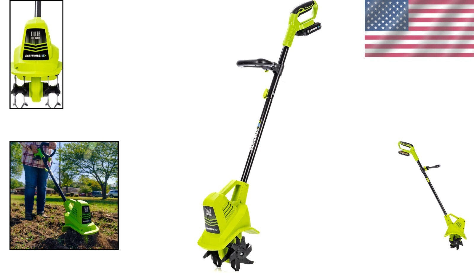 20V Cordless Electric Garden Tiller with 7.5-Inch Width - Eco-Friendly Choice