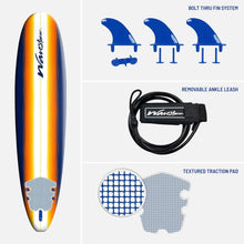 Load image into Gallery viewer, 8ft Classic Longboard Surfboard for Beginners - Soft Foam &amp; Stylish Org Burst