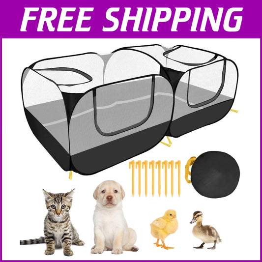 Extra Large Portable Pet Enclosure - Breathable Mesh with 4 Zipper Openings