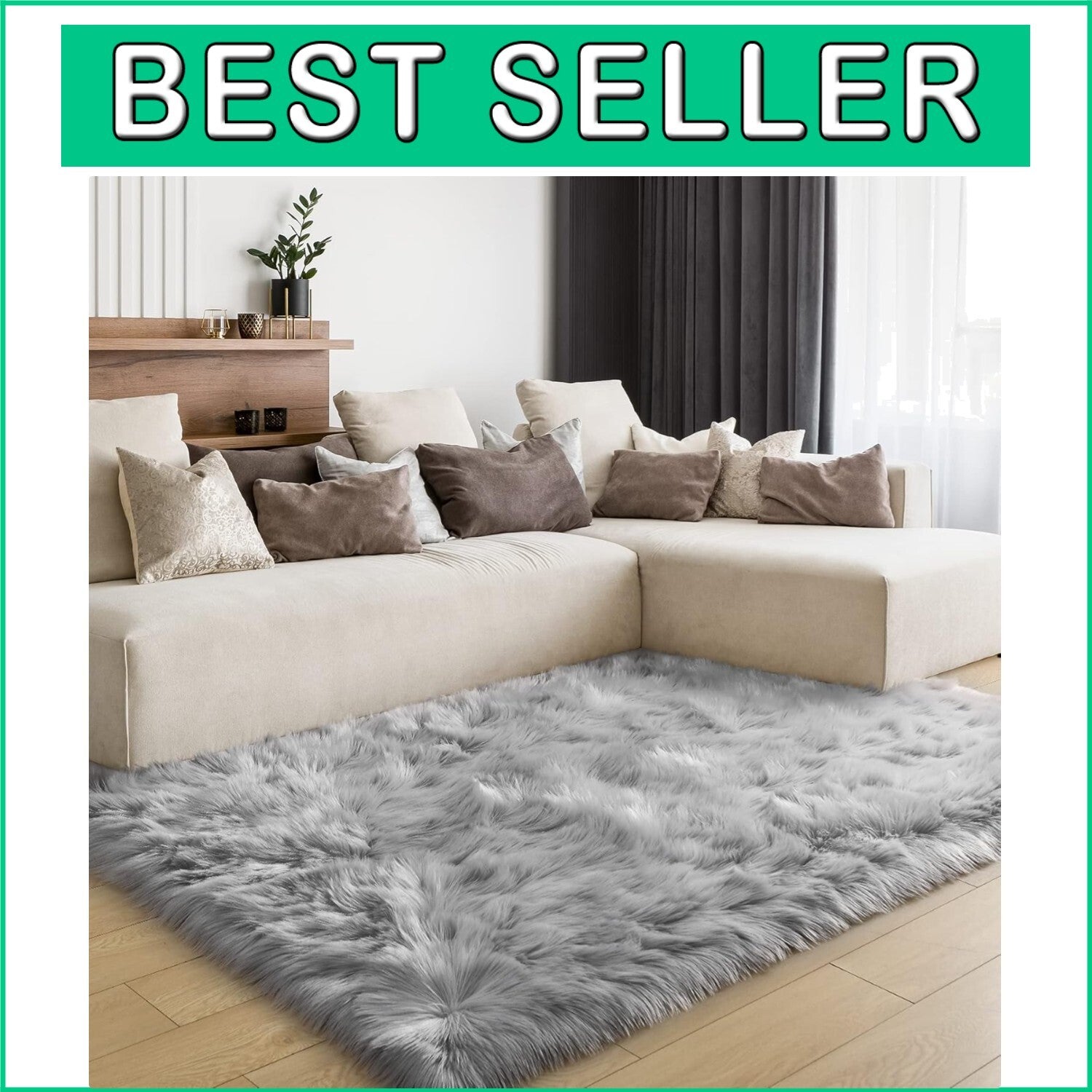 Elegant 4x6 Feet Furry Sheepskin Rug - Perfect for Living Rooms & Bedrooms