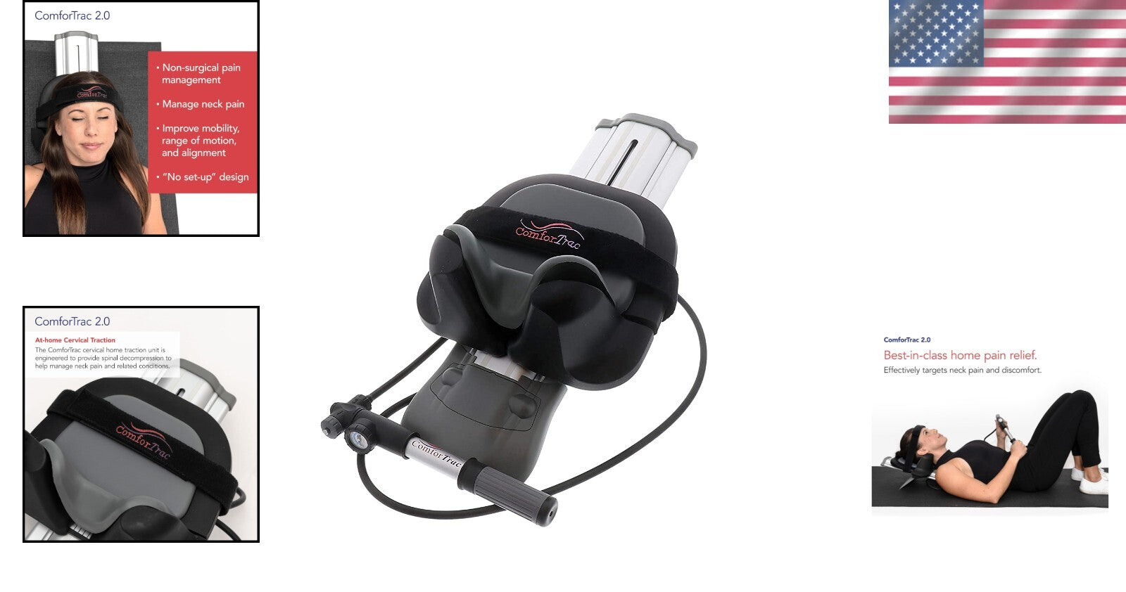 Deluxe Neck Pain Relief Kit with Adjustable Traction & Soft Pillow - 11x7x7 in