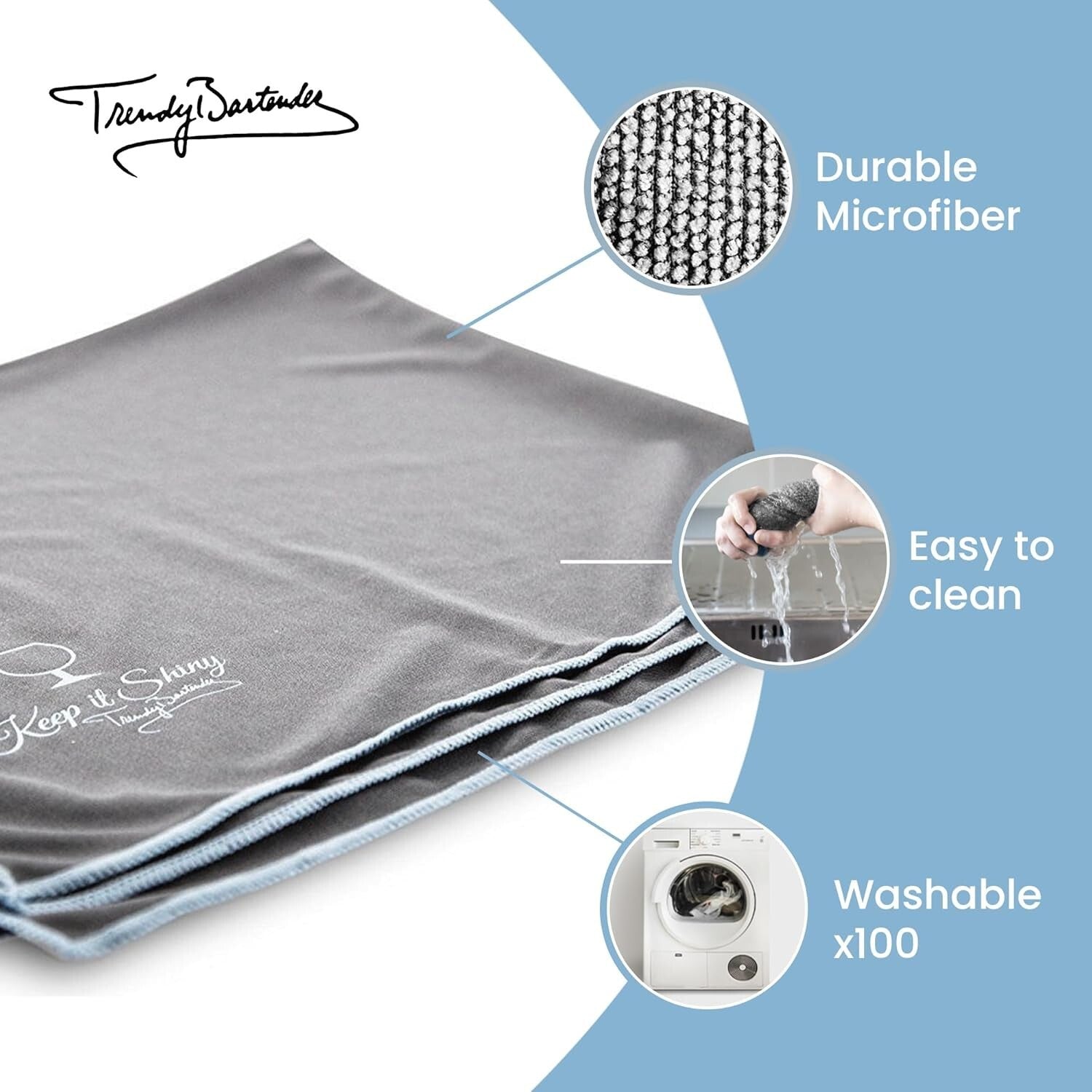 Elegant Grey Microfiber Cloths for Spotless Glass Shine - Pack of 2, 25x20 Inch