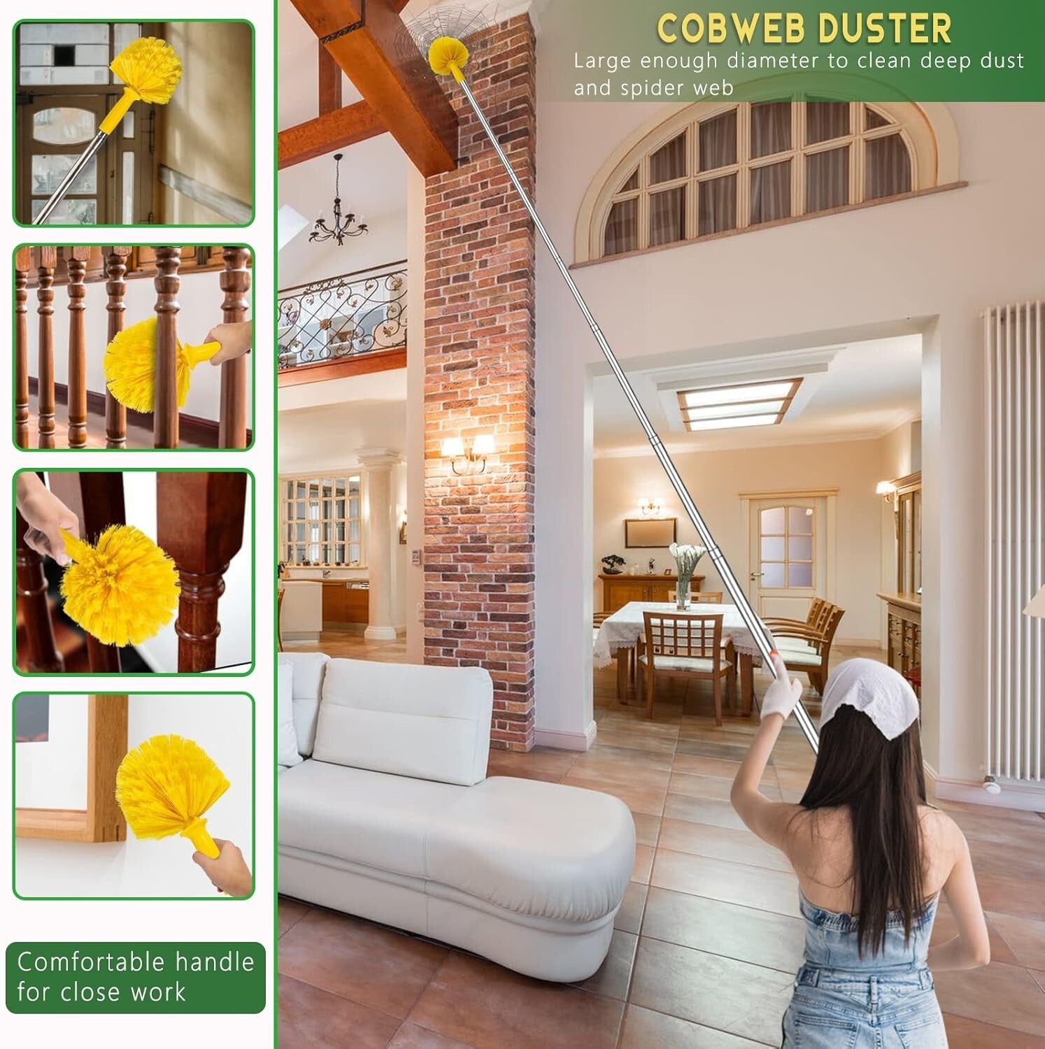 17-Foot High Reach Duster Kit with Extendable Pole - 3-in-1 Cleaning Solution