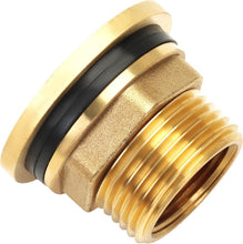 Load image into Gallery viewer, Pack of 5 Brass Bulkhead Fittings - 3/4" NPT Female x 1" Male for Water Tanks