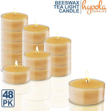 Load image into Gallery viewer, Pure Beeswax Tea Lights - Handmade Unscented Candles, 48 Pack - 4 Hour Burn Time