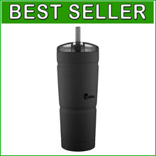 Load image into Gallery viewer, Durable 24oz Matte Black Vacuum Insulated Tumbler – Hot &amp; Cold Beverage Keeper