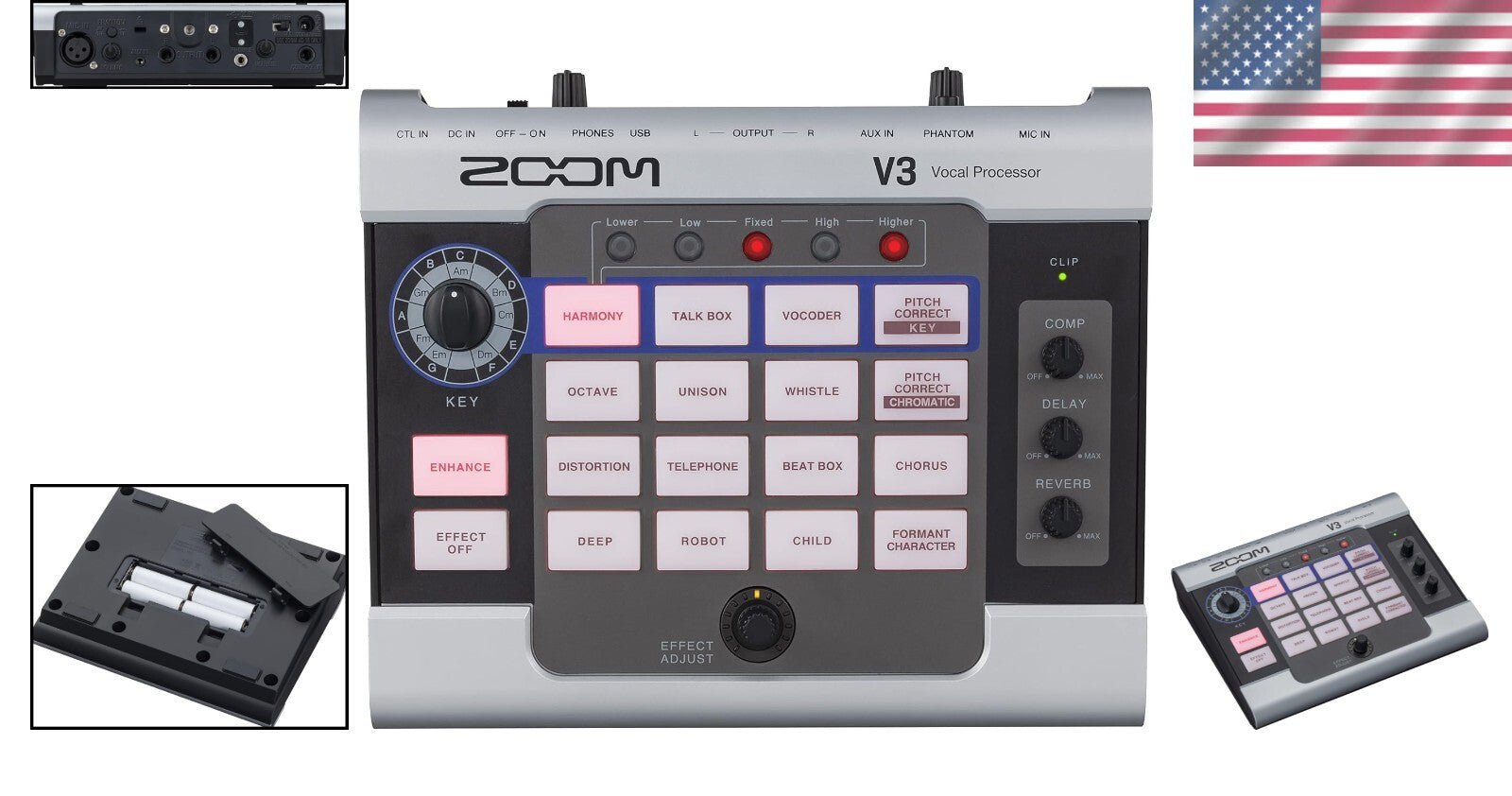 16 Studio-Grade Vocal Processor with Pitch Correction and Reverb for Musicians