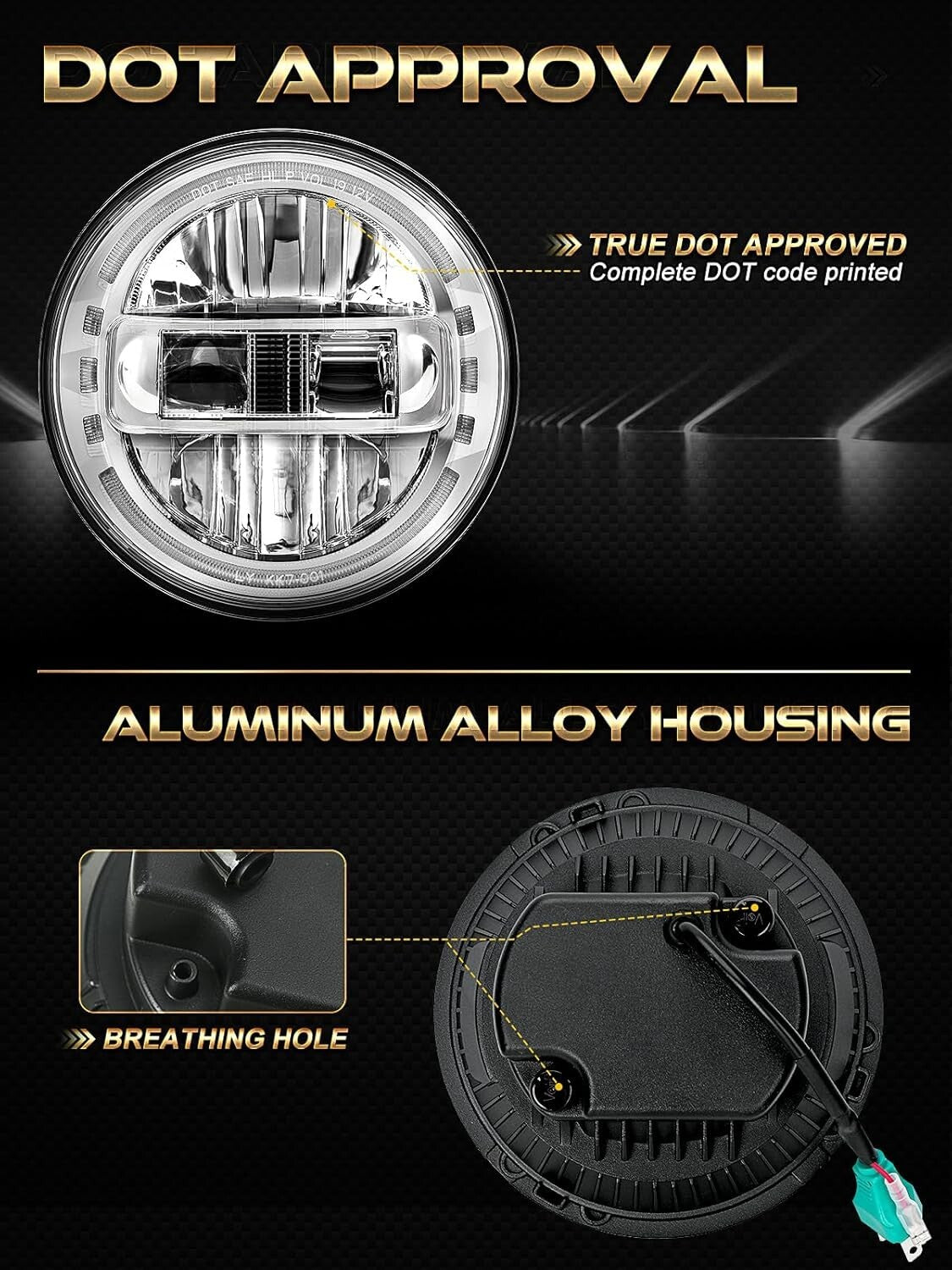 Upgraded 1200% Bright 7-Inch LED Headlights for Jeep Wrangler JKU JK 1997-2018