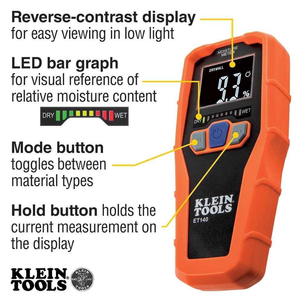 Pinless Moisture Meter - Non-Destructive Detection for drywall, wood & masonry