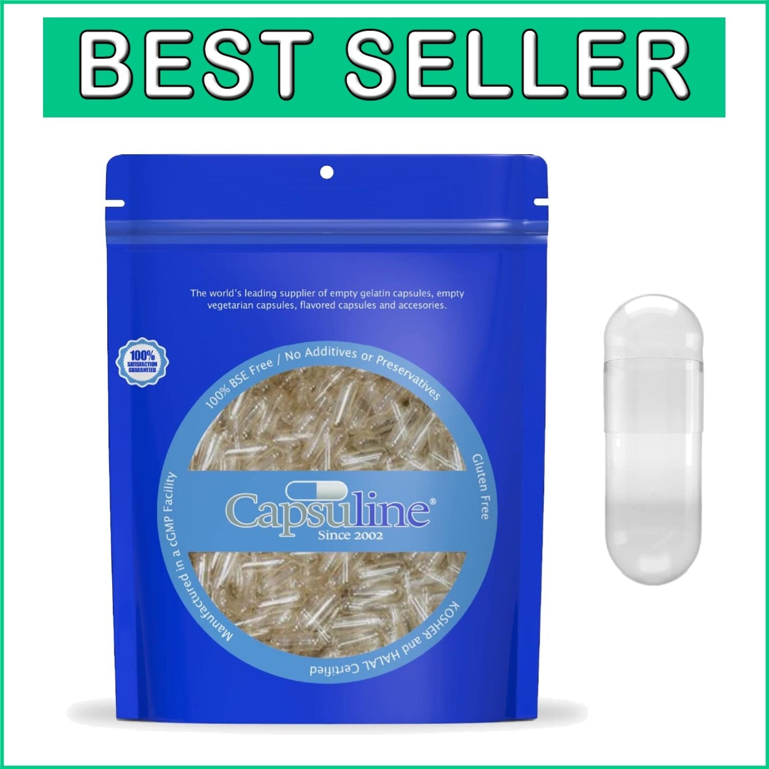 10000 Count Size 000 Kosher Gelatin Capsules for DIY Supplements - Unflavored