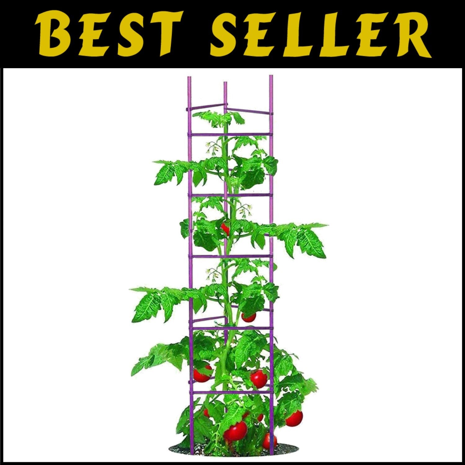 Triangular Tomato Cage Set - 73” Adjustable Garden Stakes for Plant Support
