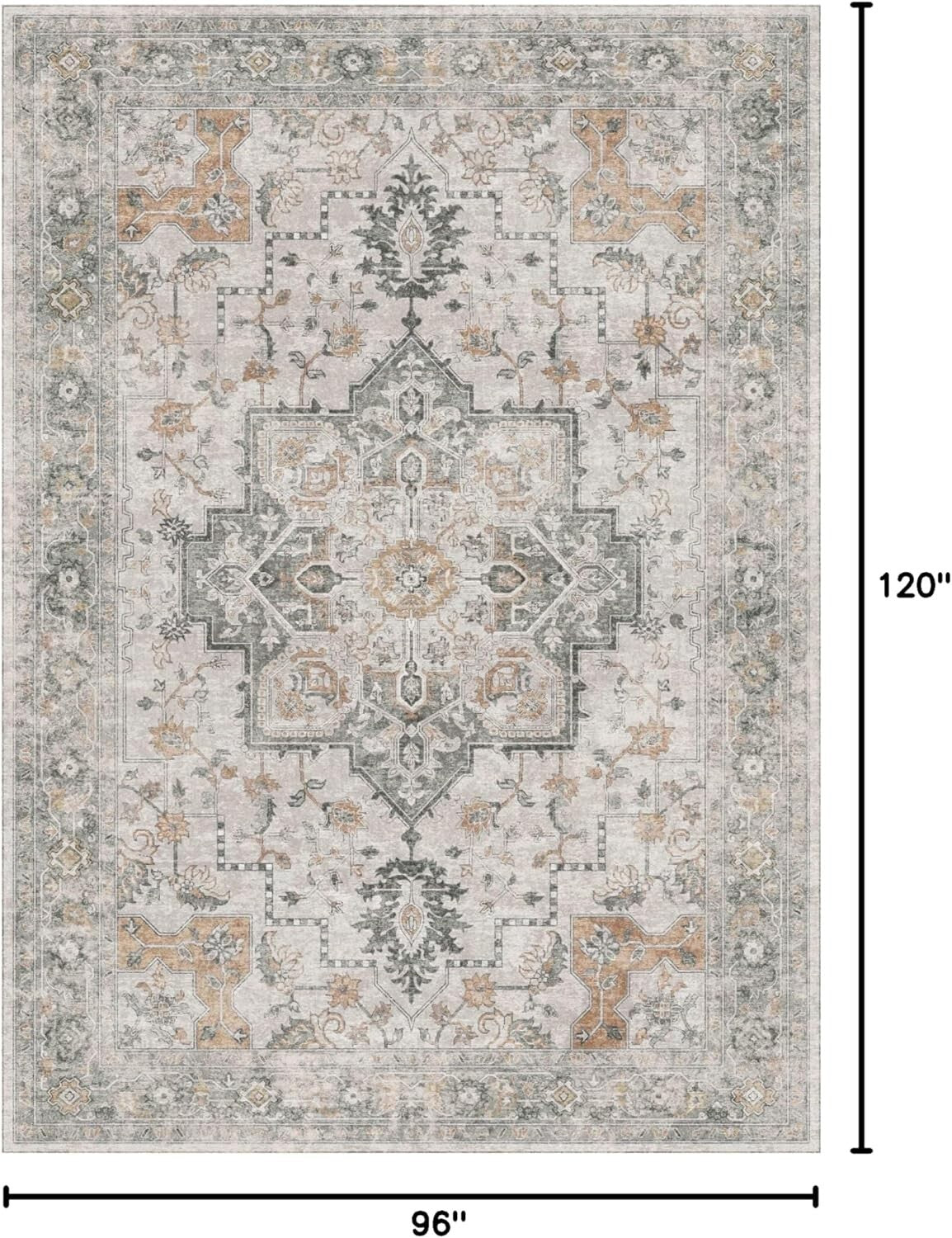 Elegant 8x10 Area Rug - Non-Slip, Stain Resistant, Machine Washable for Home Use