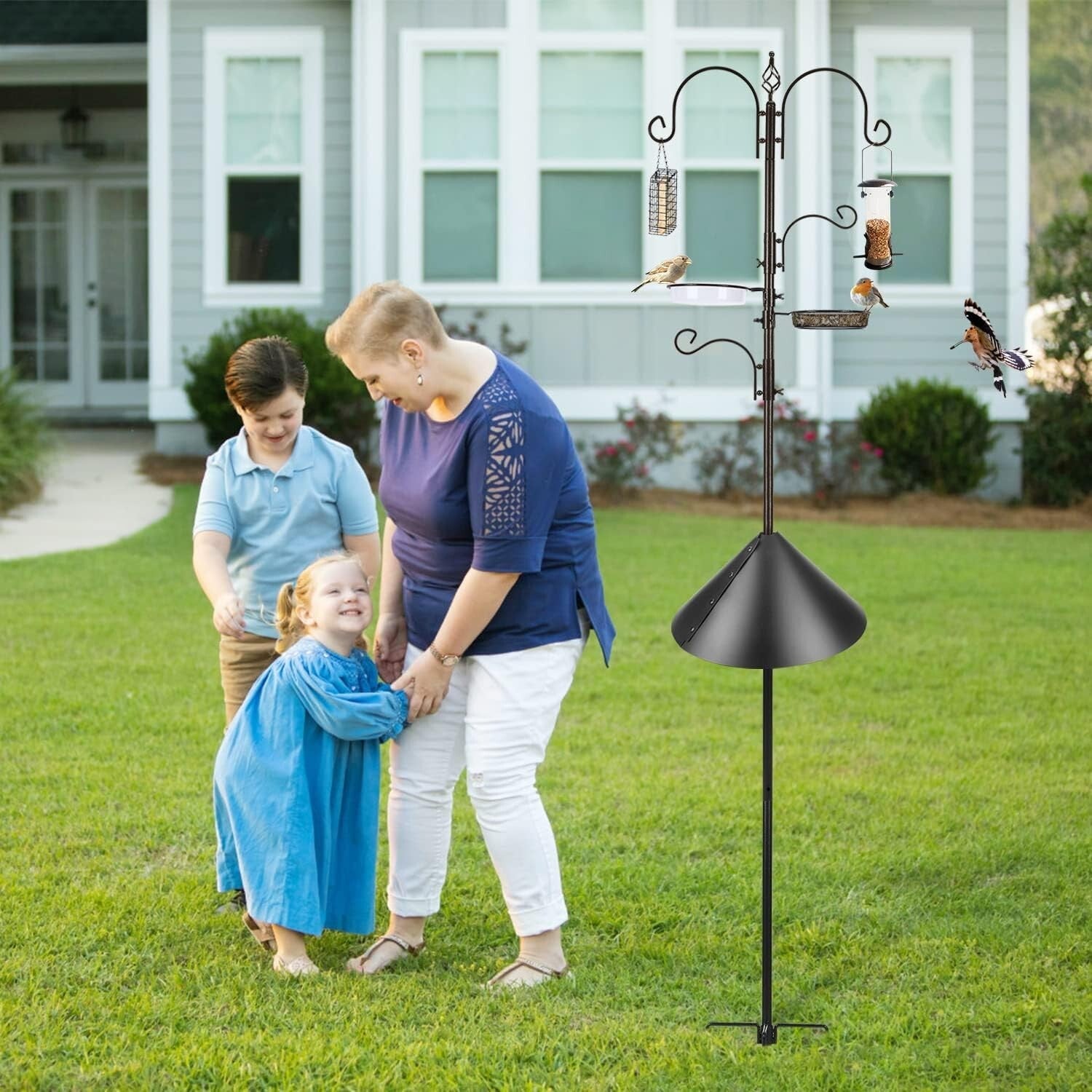 Multi-Functional 91-Inch Bird Feeder Station Kit with Adjustable Hooks & Trays