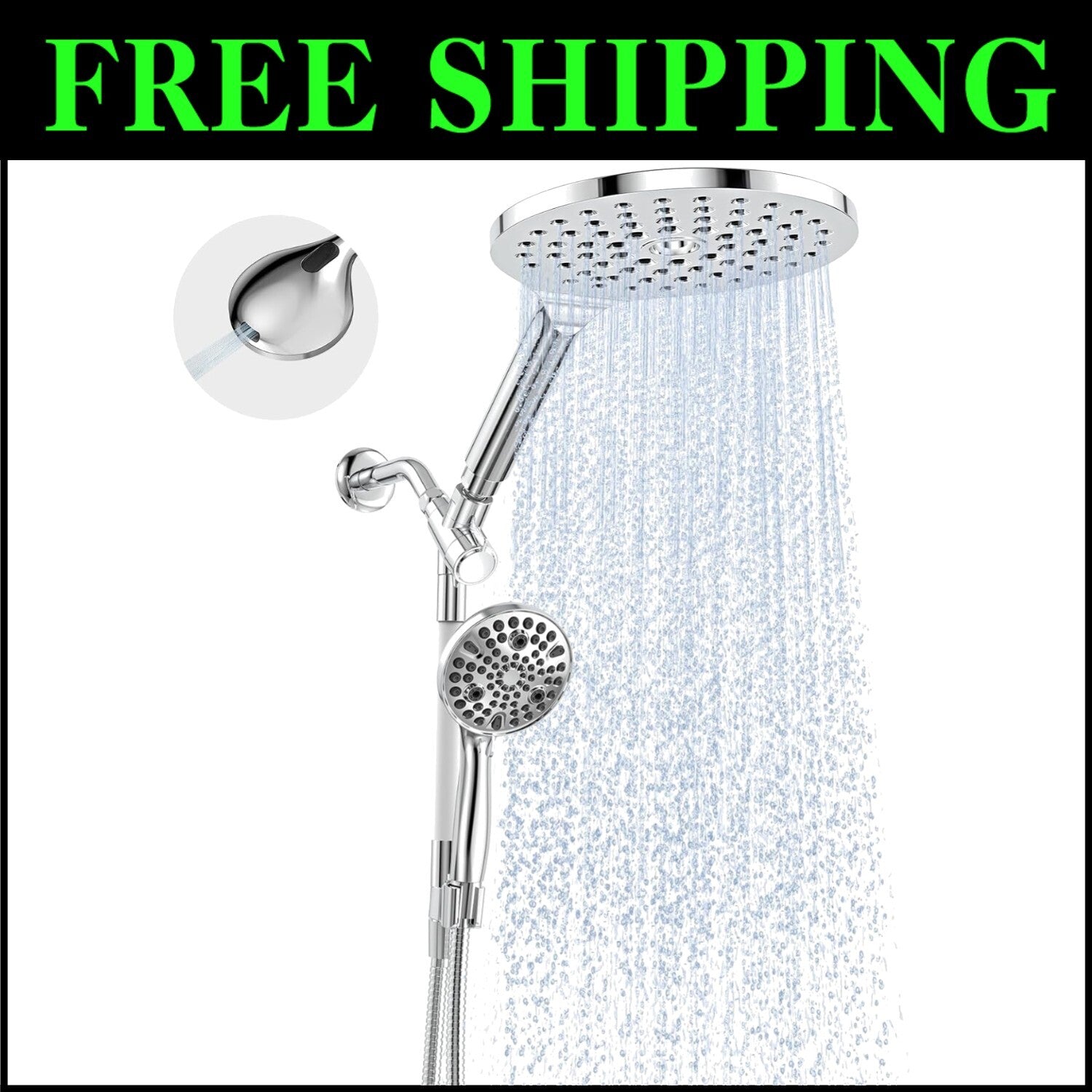All-in-One 2-in-1 Dual Handheld Shower Head with 10 Modes & Rainfall Experience