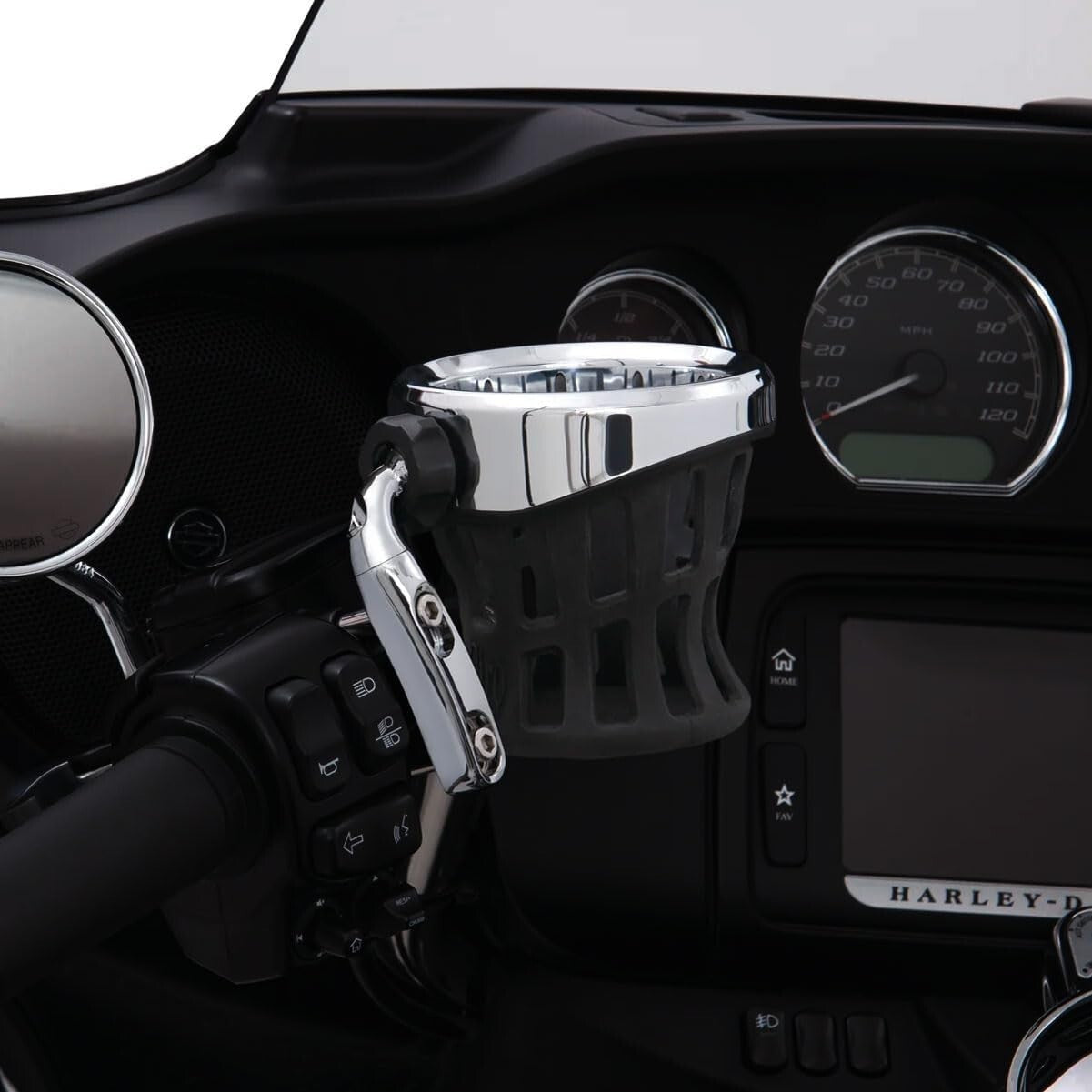 Adjustable Chrome-Plated Drink Holder for Motorcycle - Secure & Scratch-Free
