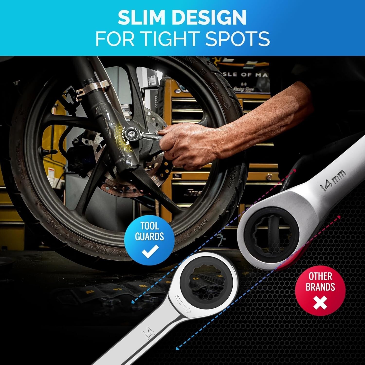 Durable 26-Pc Chromed Ratchet Wrench Set - Organized Storage with Rack Included