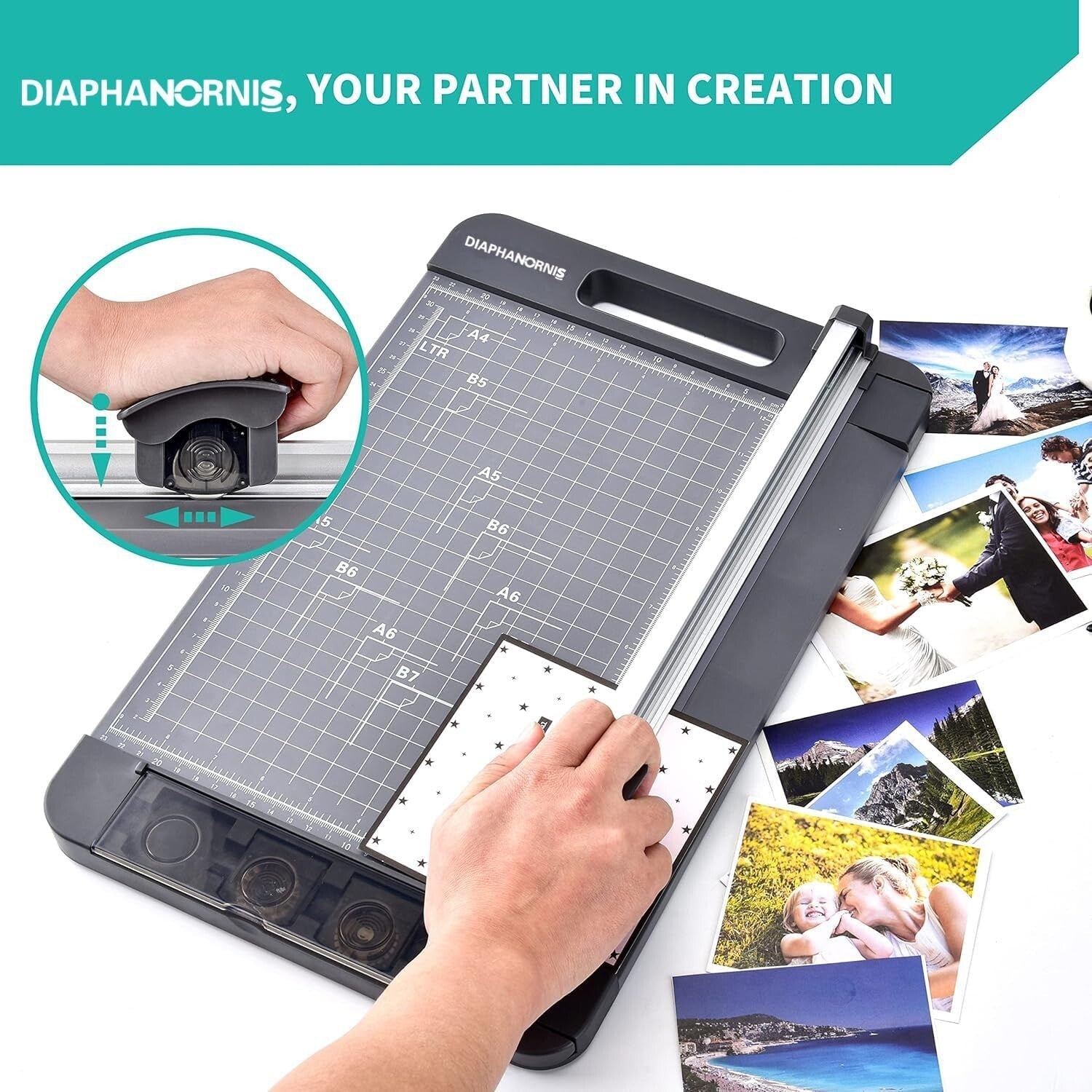 Versatile 3-in-1 Rotary Paper Cutter - 12 Inch Trimmer for Crafting & Office