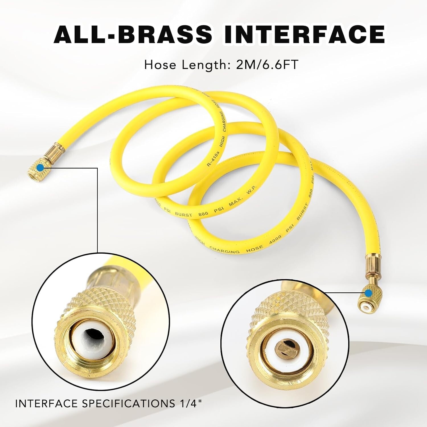 0-800 PSI Nitrogen Regulator for HVAC with 78.7" Safety Hose & Easy-Read Gauges