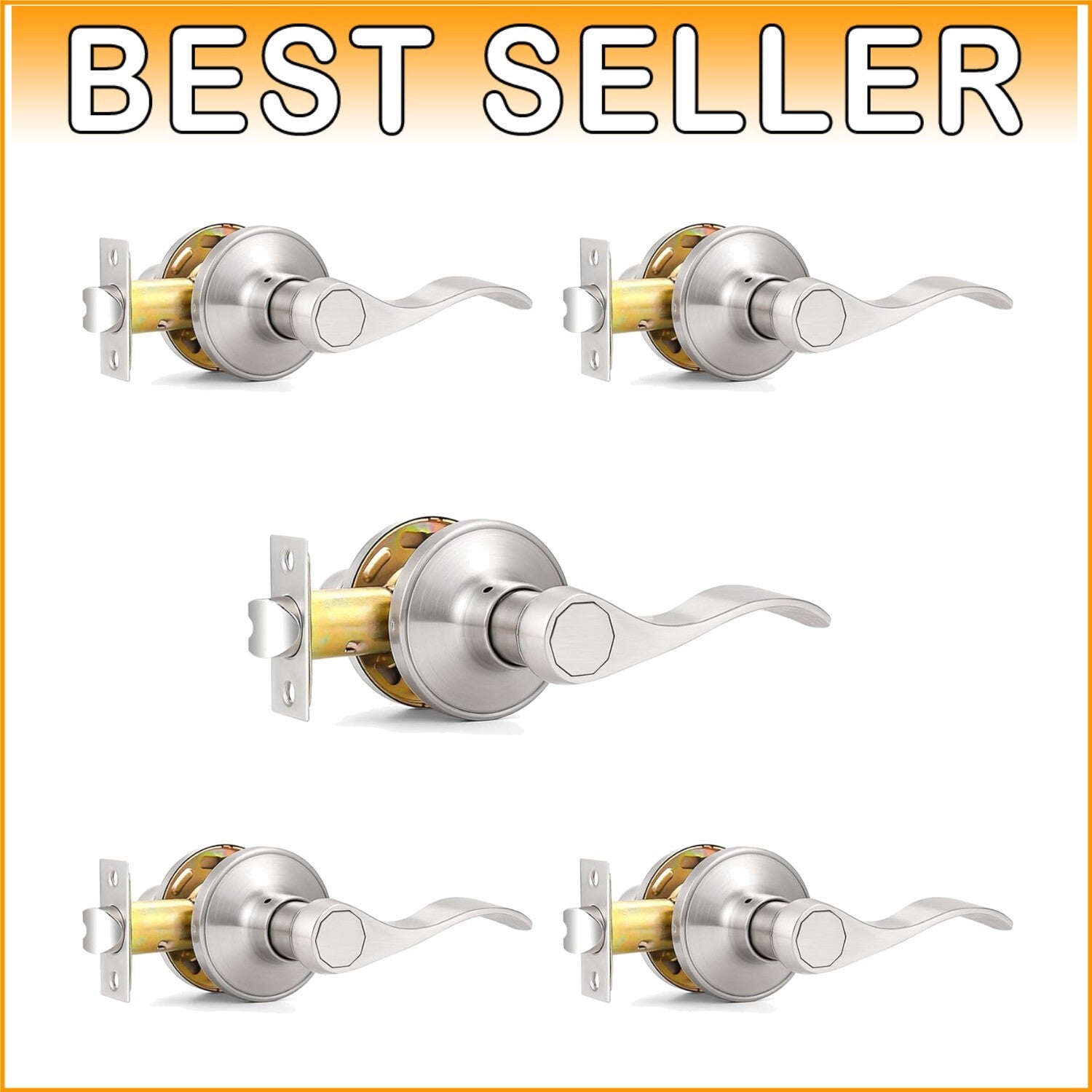 Easy Install Satin Nickel Door Levers - 5 Pack Modern Handles for Interiors