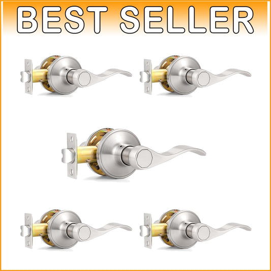 Easy Install Satin Nickel Door Levers - 5 Pack Modern Handles for Interiors